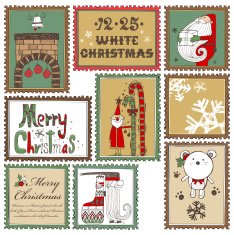 Hand drawn Christmas stamps collection B