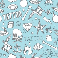 Doodle tattoo seamless vector background N2