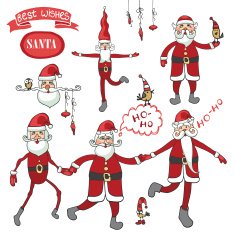 Santa Claus set Humorous flat figure