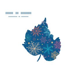 Vector colorful doodle snowflakes leaf silhouette pattern frame