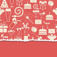 retro card with birthday party elements