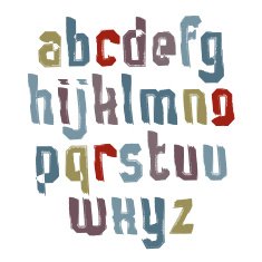 Handwritten colorful vector lowercase letters stylish letters N2