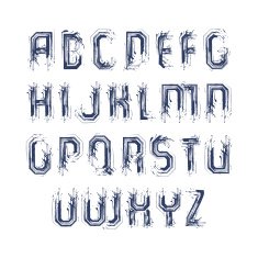 Handwritten vector uppercase letters isolated on white backdrop N2