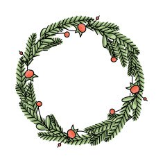 Vector hand drawn floral Christmas wreath