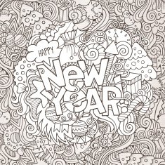 New year hand lettering and doodles elements background N6