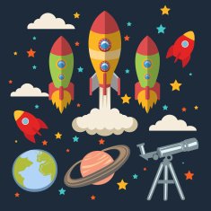 Vector flat space elements Icon set