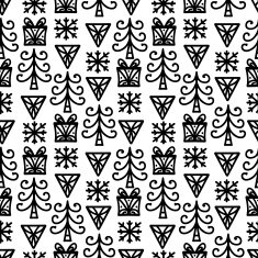 Seamless pattern with Christmas tree snowflake gift box