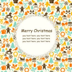 Vector christmas vintage background with flat icons