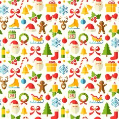 Christmas Seamless background with flat icons