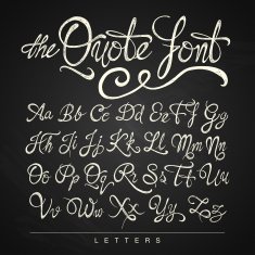 Handwritten calligraphy quote font white on the blackboard background