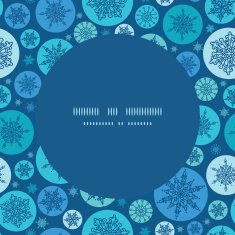 Vector round snowflakes Christmas snowflake silhouette pattern frame card template N17