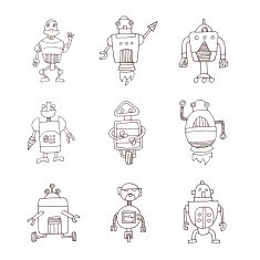 Doodle Robot cartoon vector illustration N48