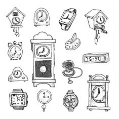 Set of clocks and watches Hand drawn vector illustration N2