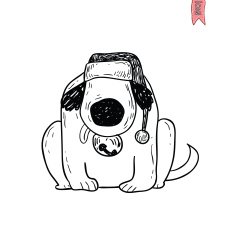 dog icon christmas- illustration N8