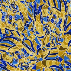 Abstract gold and deep blue colored seamless ornamental pattern
