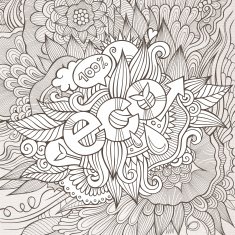 Eco hand lettering and doodles elements background N2