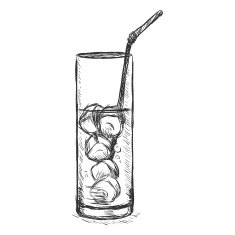 Vector Sketch Glass of Lemonade on the Rocks