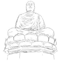 Vector Sketch Monument Buddha on the Lotus