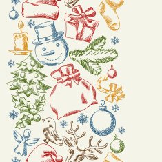 Merry Christmas hand drawn seamless pattern design N2