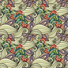 Seamless Floral Pattern (Vector) Hand Drawn Texture N148
