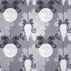 Seamless Ornate Winter Pattern with Christmas Decorations N3