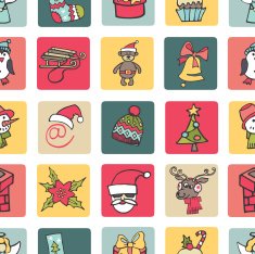 Christmas new year icons button seamless pattern Doodles