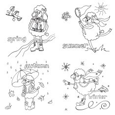 Symbol 2015 Cute outline sheep in time of year N2