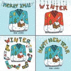 Winter composition Knitted sweater letters folk ornament N2
