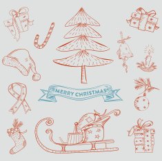 christmas doodle elements
