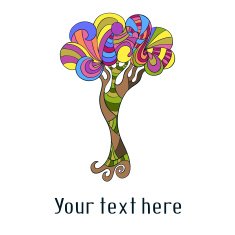 Cute card with doodle colorful tree