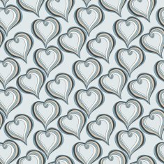 Seamless pattern with Abstract grey Hearts on a blue backgroun