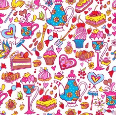 Tea party pattern background N10