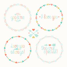 Hand drawn frame of hearts Valentine's day design elements