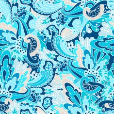 Hand-drawn doodle waves floral pattern abstract leaves and flowers N5