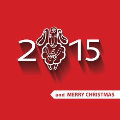 Sheep in New year celebration greeting card