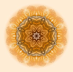 Hand drawn ethnic circular beige ornament N5