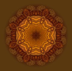 Hand drawn ethnic circular beige ornament N6