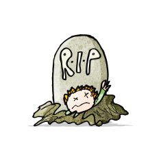 child's drawing of a zombie rising from grave N5