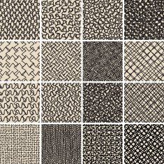 Basic Doodle Seamless Pattern Set No 8 in black and white