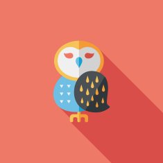 halloween owl flat icon with long shadow eps10 N18