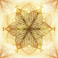Hand drawn circular beige ornament N22
