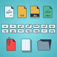 Hand draw doodle sketch set of document file fomats icons N2