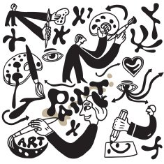 artists paint - cartoons set