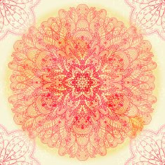 Hand drawn circular pink ornament N7