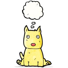 cartoon little dog with thought bubble N50