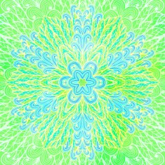 Greeting card with green and blue ornament