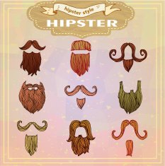 Vintage Style beard Hand Drawn