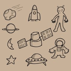 Space doodle cartoon