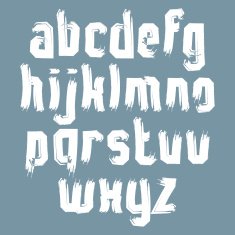 Vector white font handwritten watercolor lowercase isolated let