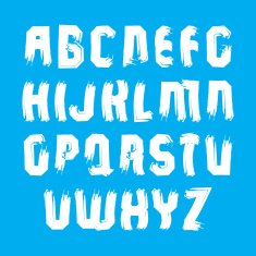 Handwritten white vector uppercase letters stylish letters set